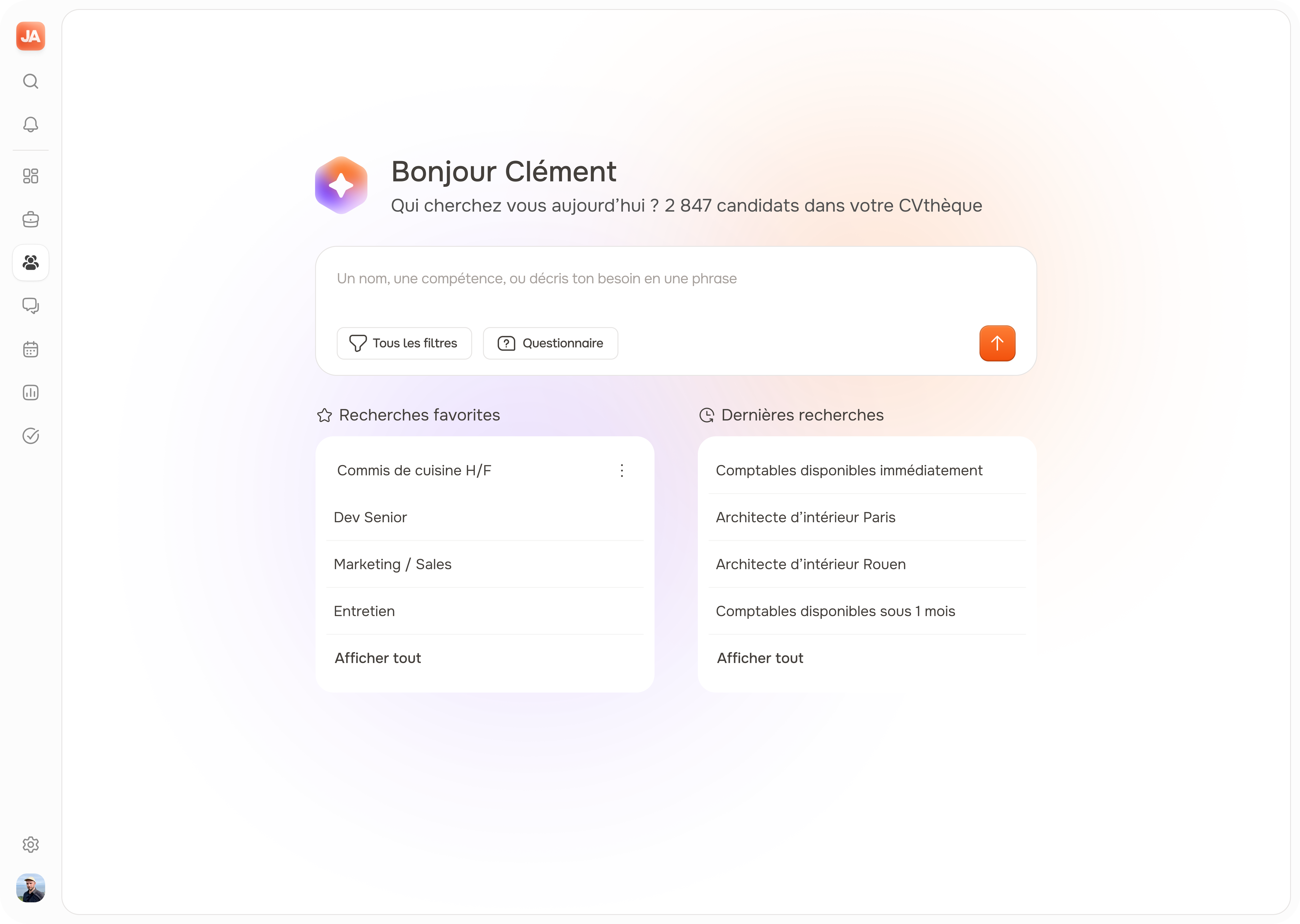 Interface de recherche en langage naturel dans la CVthèque JobAffinity