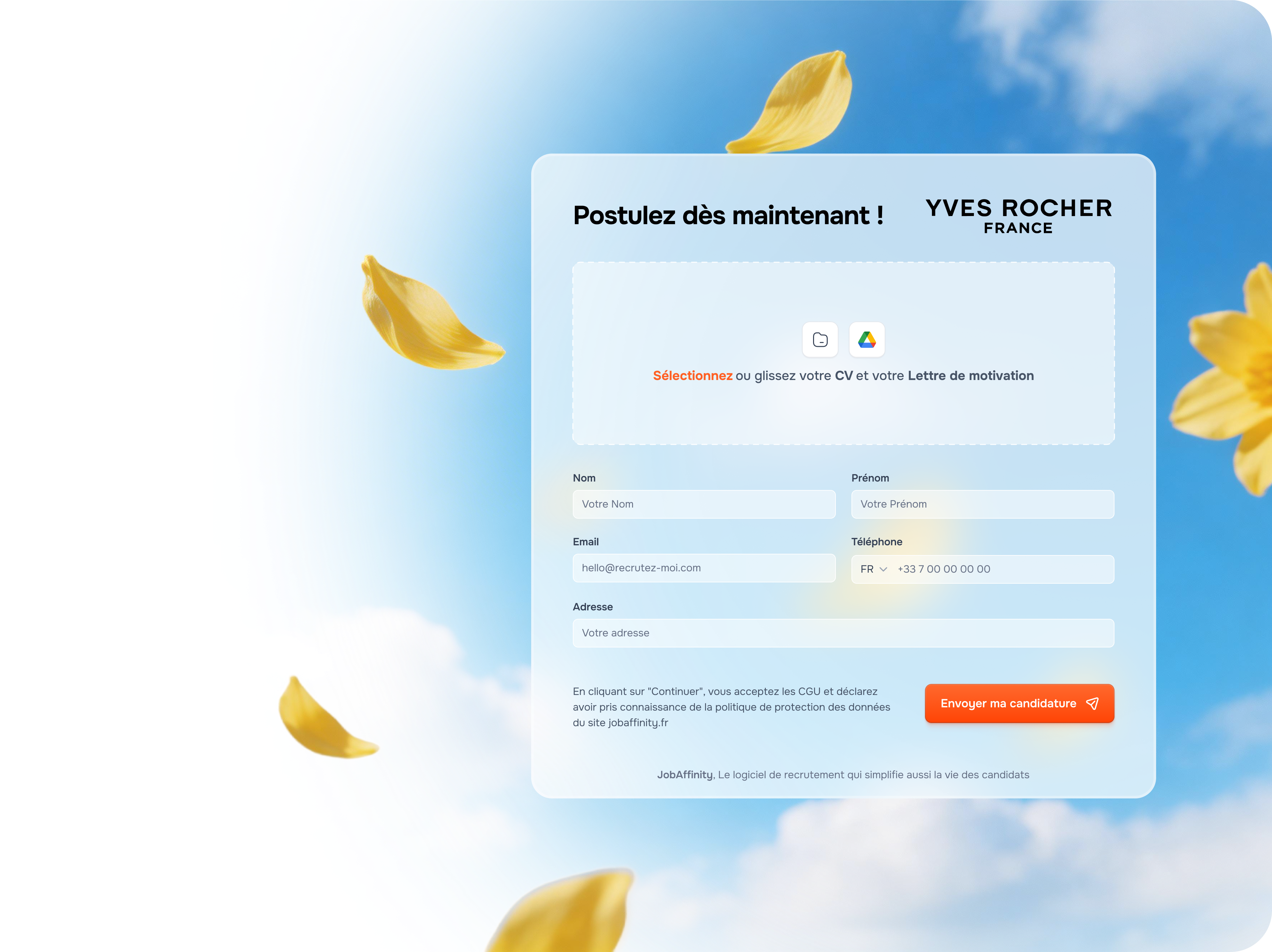 Formulaire de candidature personnalisé aux couleurs de la marque employeur
